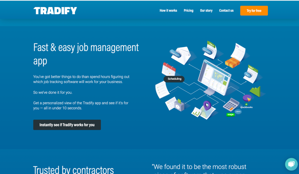 tradify electrical contractor software home page