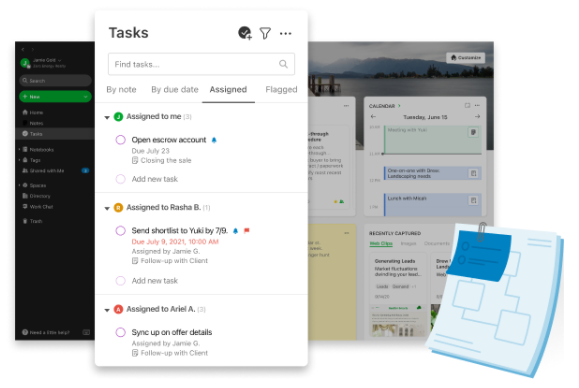 A task list on the Evernote desktop app