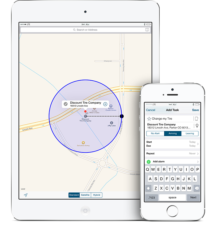 Informant 5 Calendar calendar app for iPhone user interface of geofence