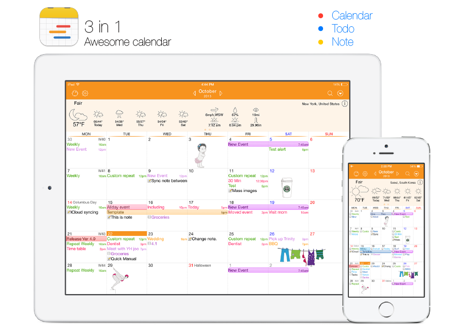 Awesome Calendar calendar app for iPhone user interface