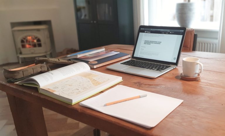 A home-office desk set up for an employee working from home