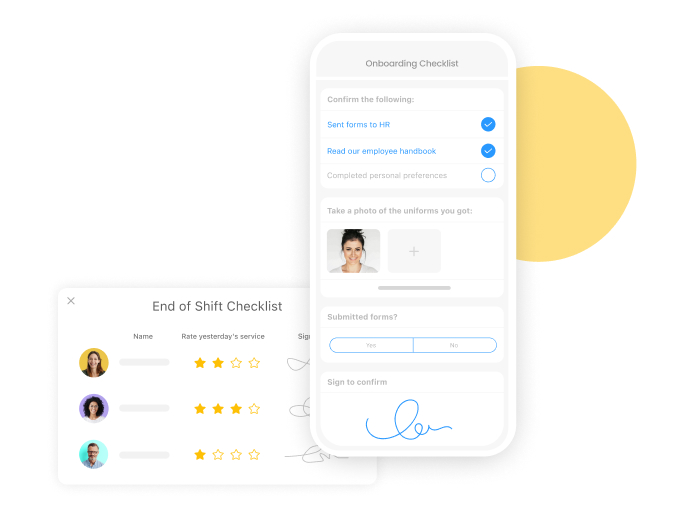screenshots of Connecteam's checklist feature