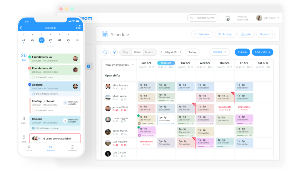 connecteams scheduling app interface