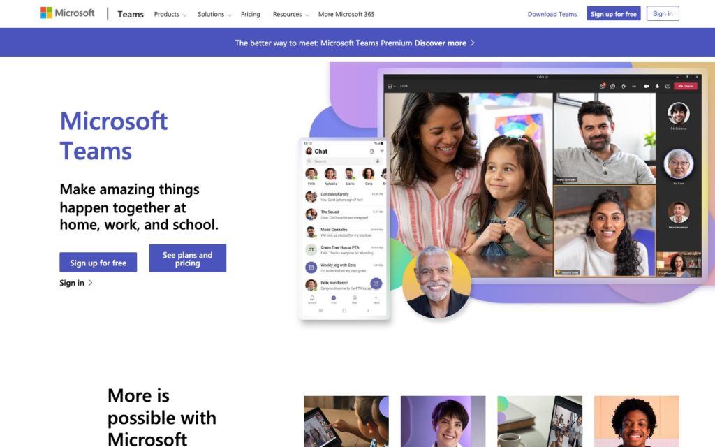 Microsoft Team web page screenshot