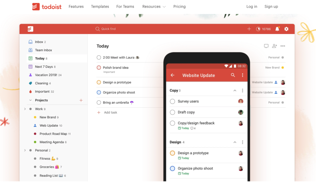 Todoist planner app Web Page