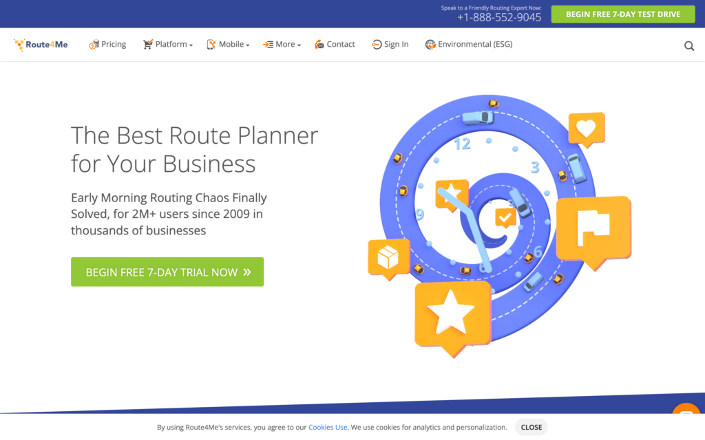 Screenshot of the Route4Me webpage