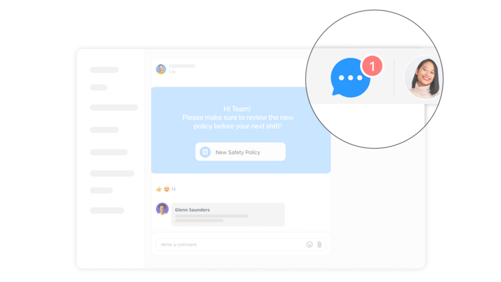Chat - Employees Can Open the Chat at the Top of the Users’ View (Graphic)