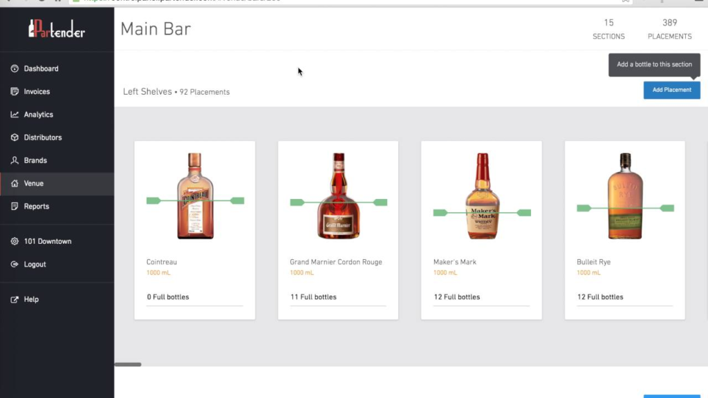 A screenshot of Partender’s web-based bar system