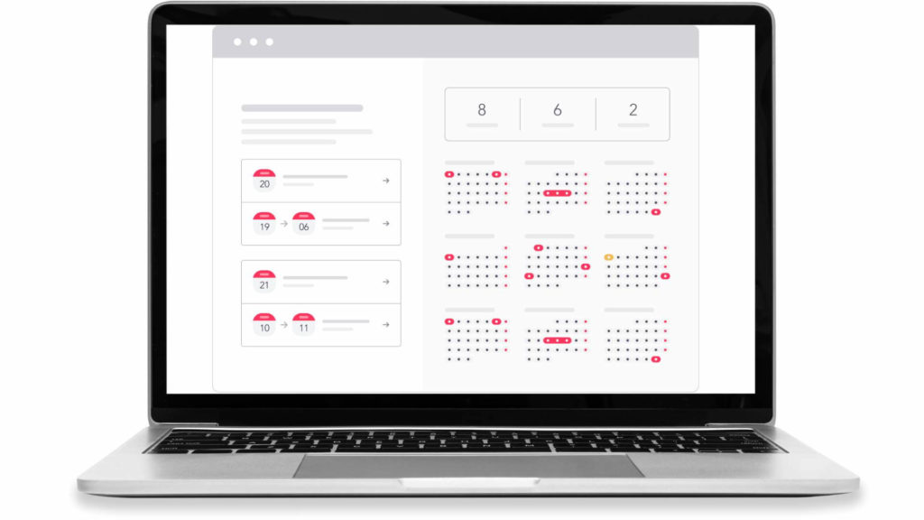A graphic of a laptop running the Factorial PTO tracker software
