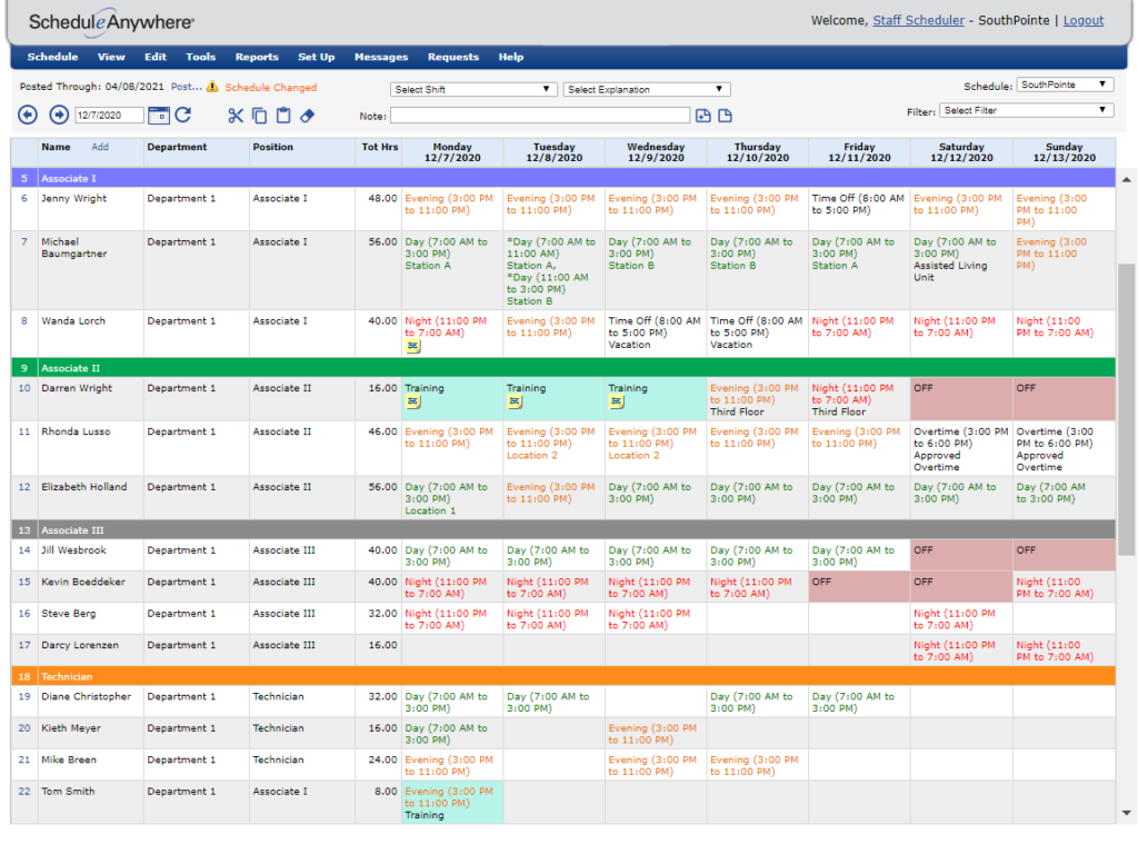 A screenshot of ScheduleAnywhere’s user interface