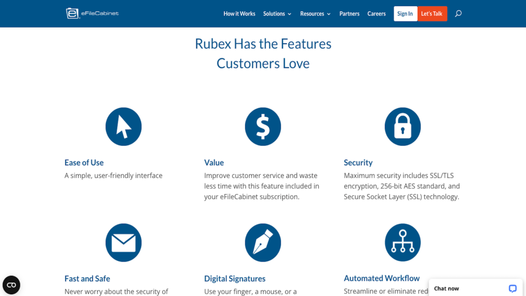 Screenshot from eFileCabinet’s website for Rubex