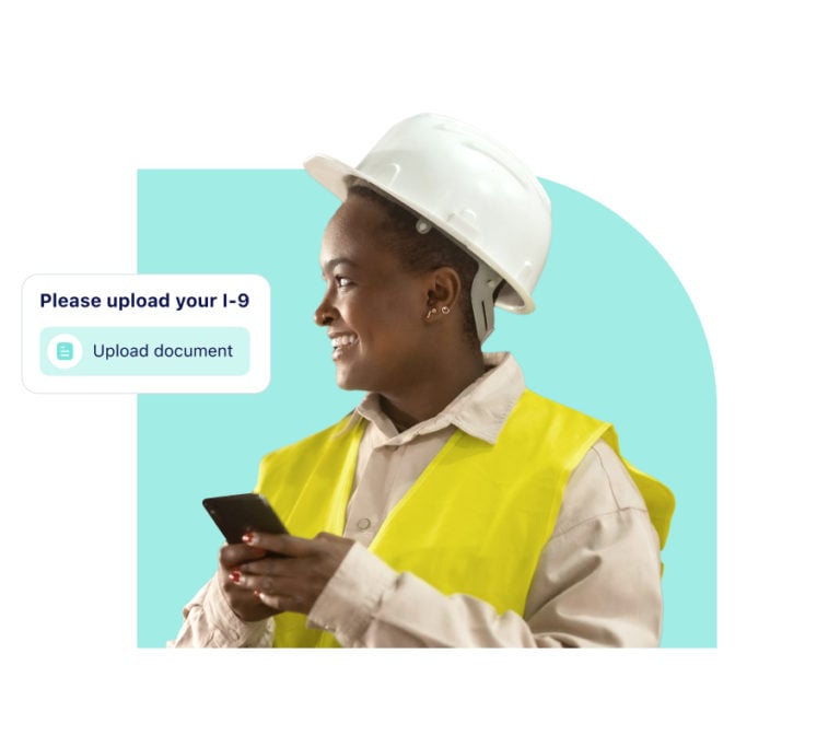 Construction worker in the Connecteam app