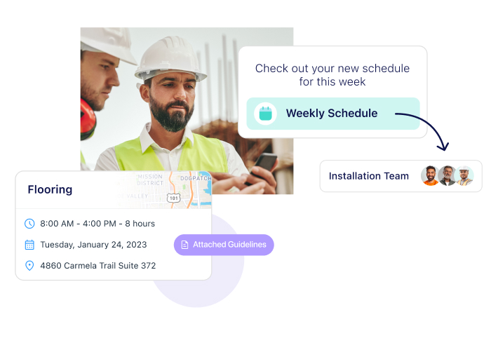 Construction worker in the Connecteam app