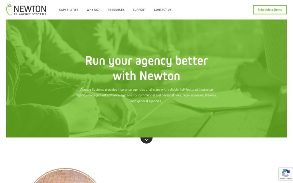 Screenshot of the Newton By Agency System webpage