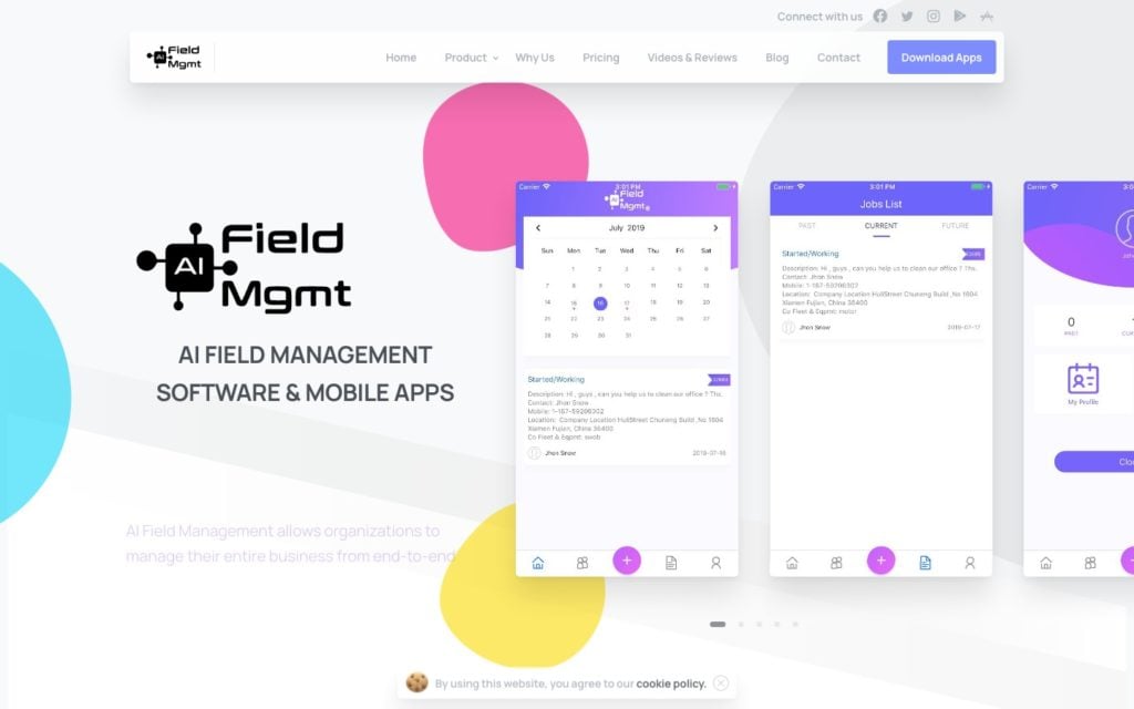 Screenshot of the AI Field Management webpage