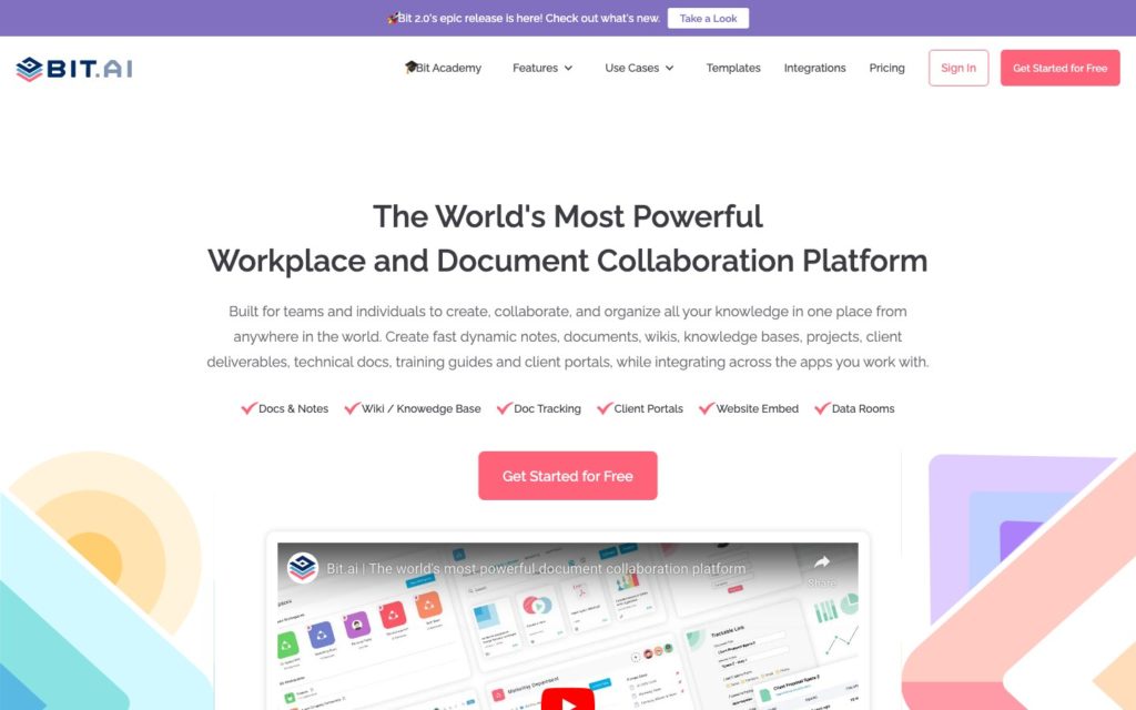 Screenshot of the Bit.AI webpage