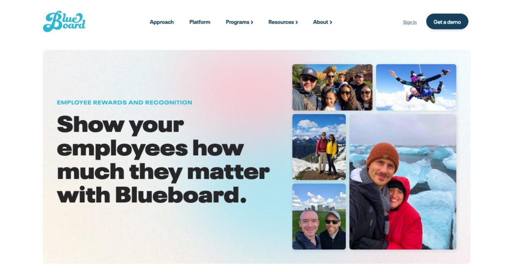 Screenshot of the Blueboard webpage