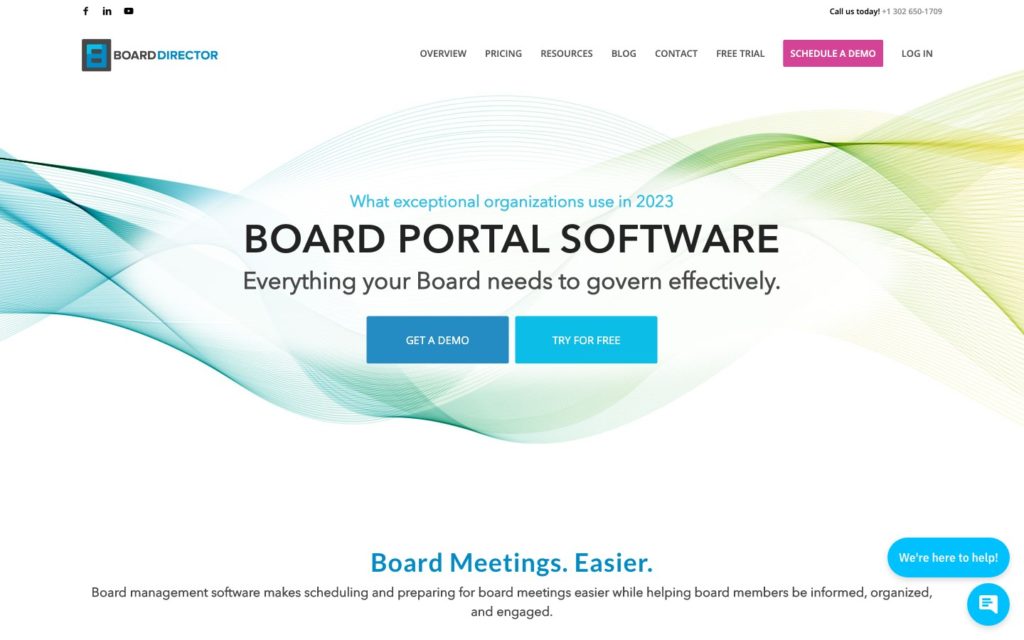 Screenshot of the Board Director webpage