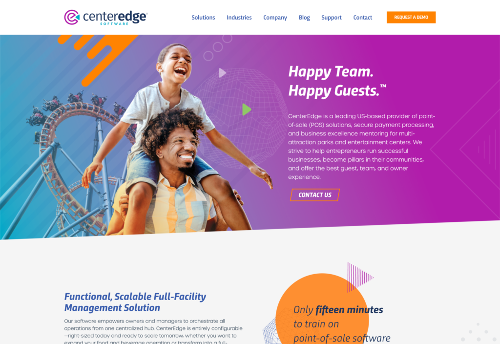 Screenshot of the CenterEdge webpage