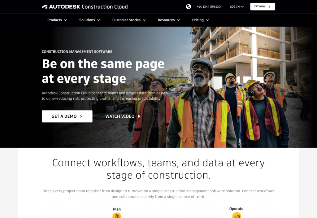 Screenshot of the Autodesk Construction Cloud webpage