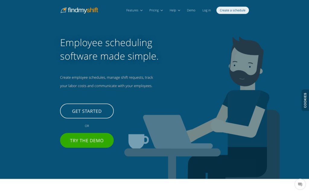 Screenshot of the Findmyshift webpage