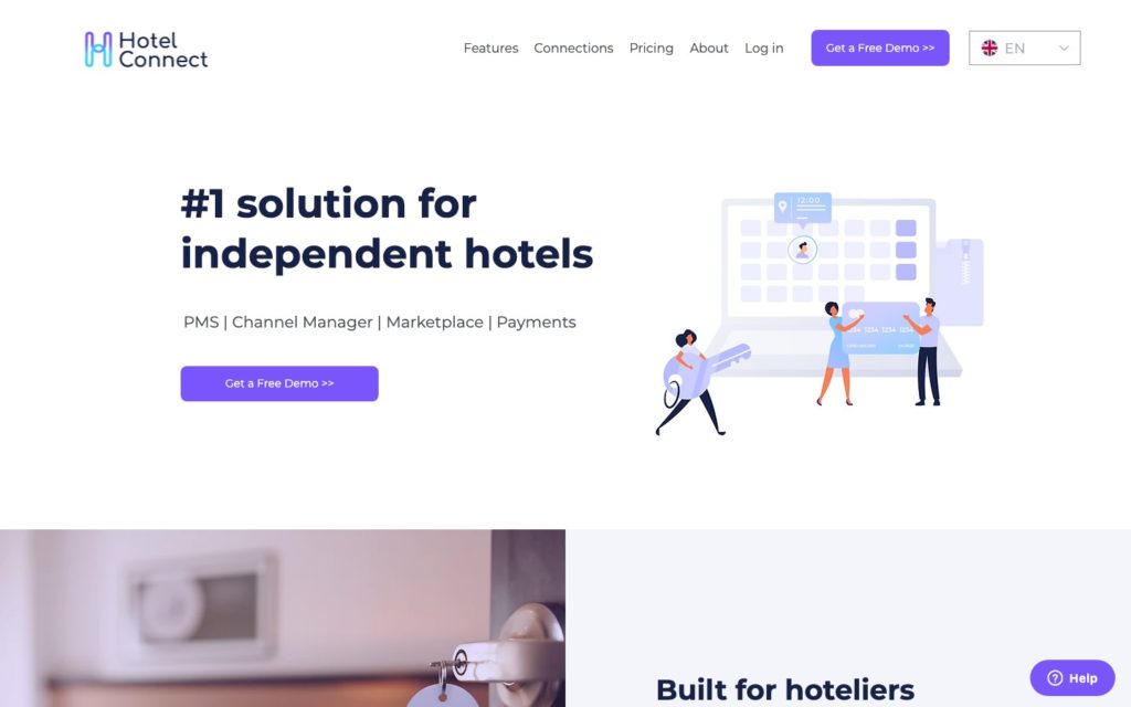 Screenshot of the Hotel Connect webpage