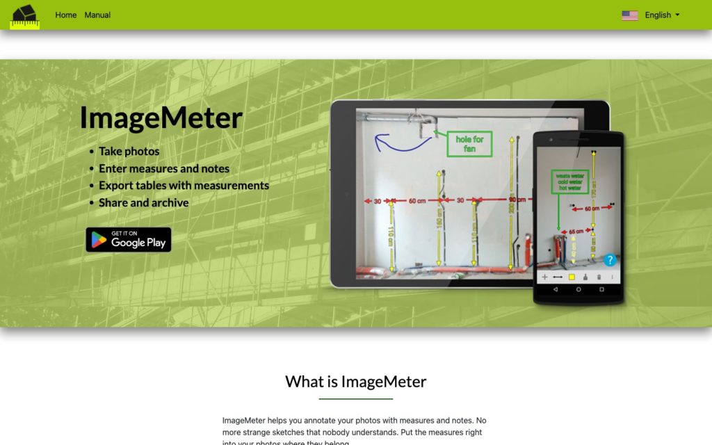 Screenshot of the ImageMeter webpage