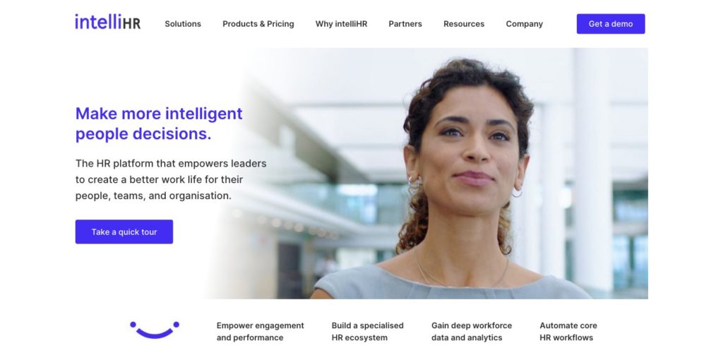 Screenshot of the IntelliHR webpage