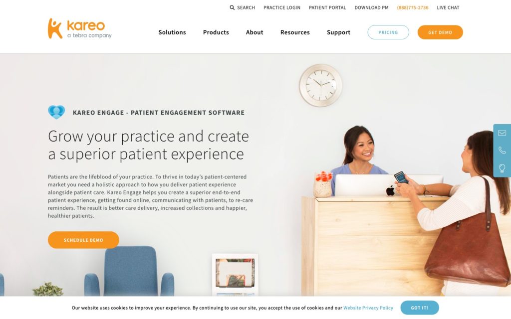 Screenshot of the Kareo Clinical webpage