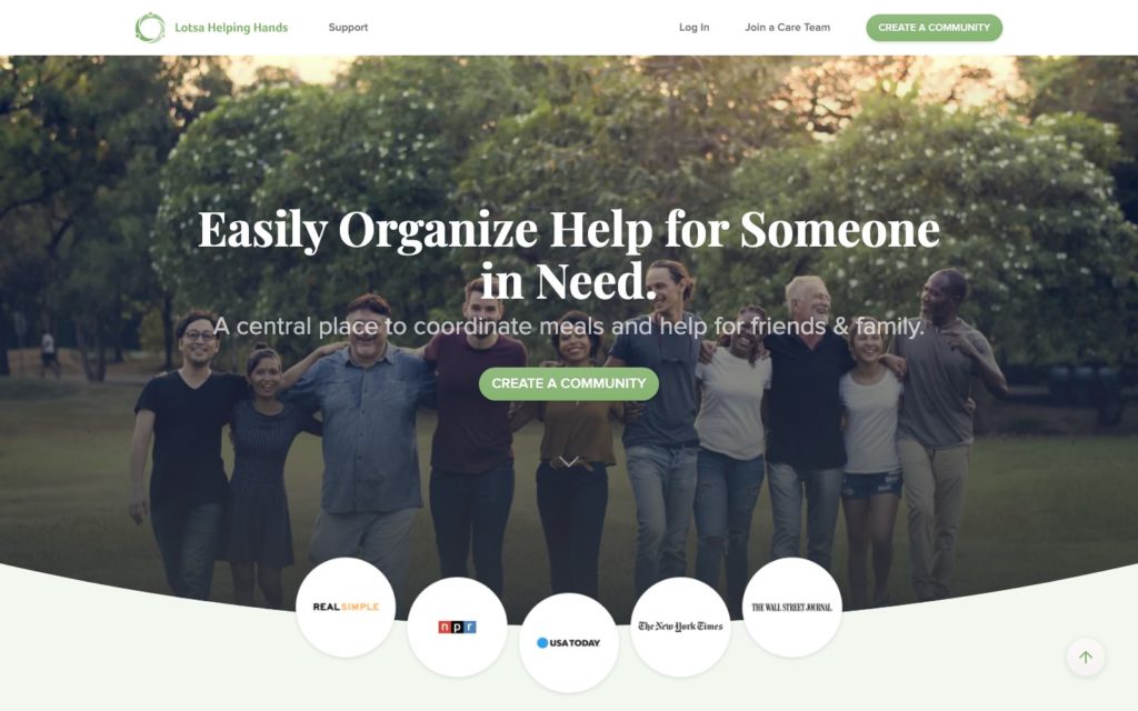 Screenshot of the Lotsa Helping Hands webpage