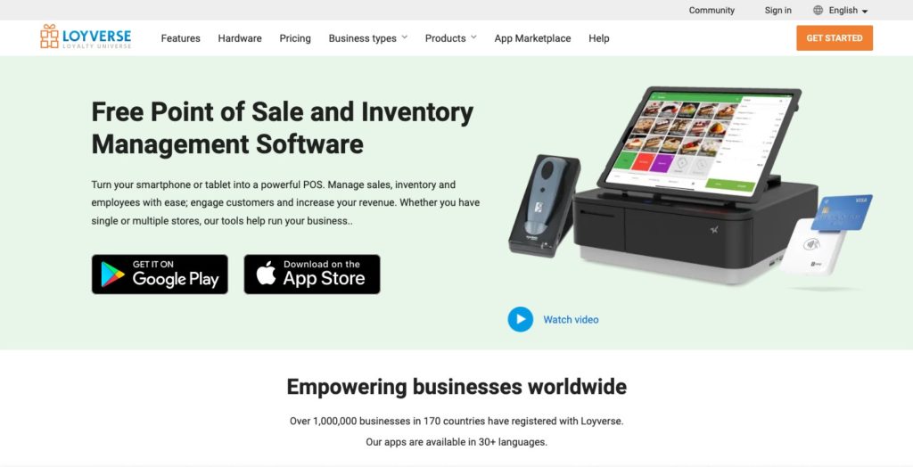Screenshot of the Loyverse webpage