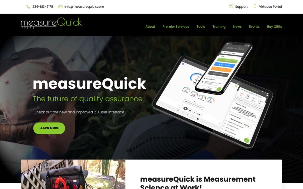 Screenshot of the MeasureQuick webpage
