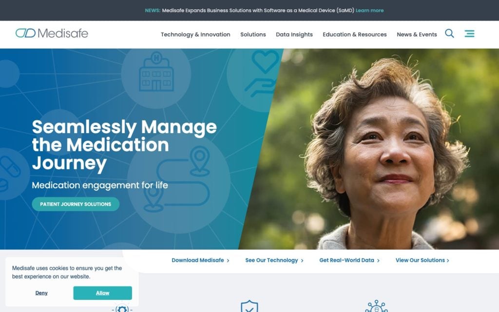 Screenshot of the Medisafe webpage