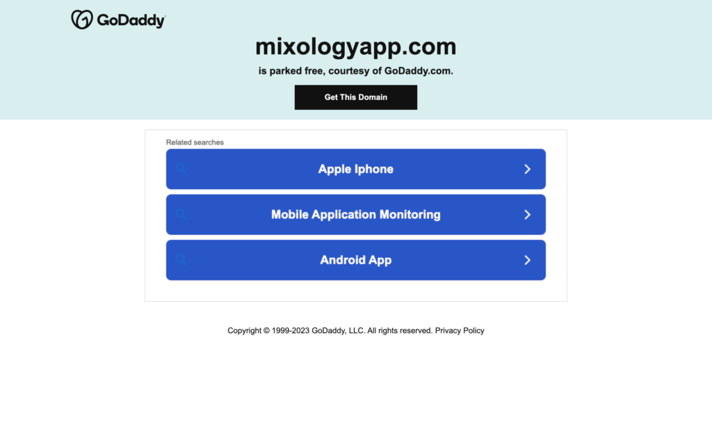 Screenshot of the Mixology webpage