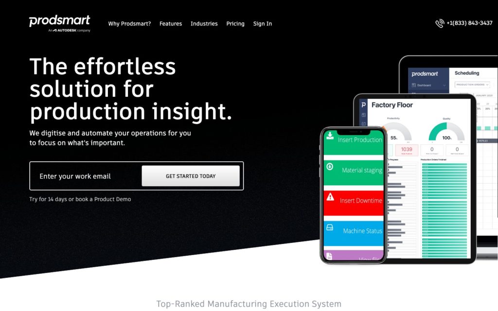 Screenshot of the Prodsmart webpage