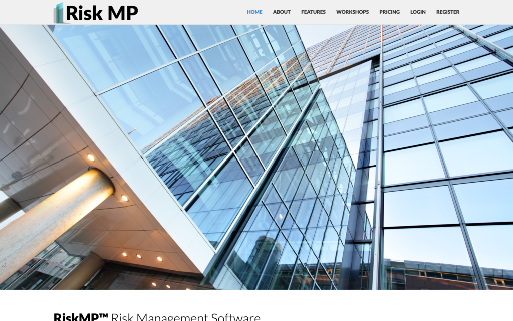 Screenshot of the RiskMP webpage