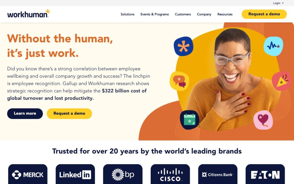 Screenshot of the Workhuman webpage
