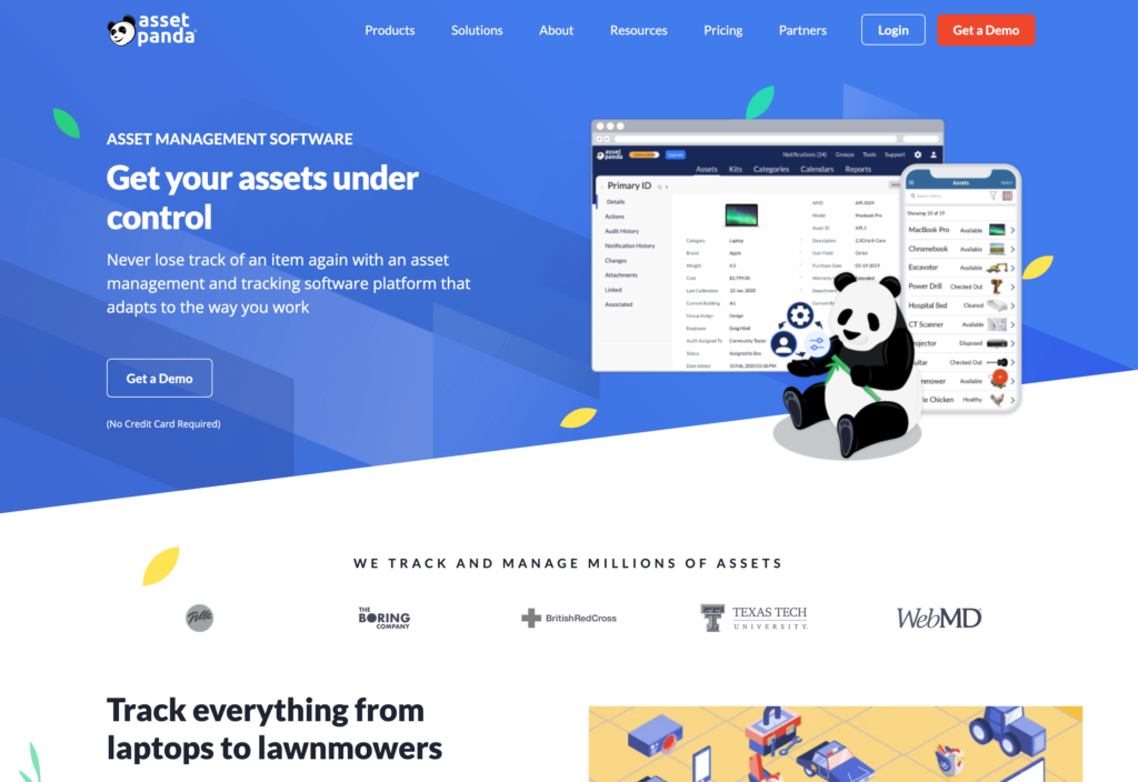 Screenshot of the Asset Panda webpage