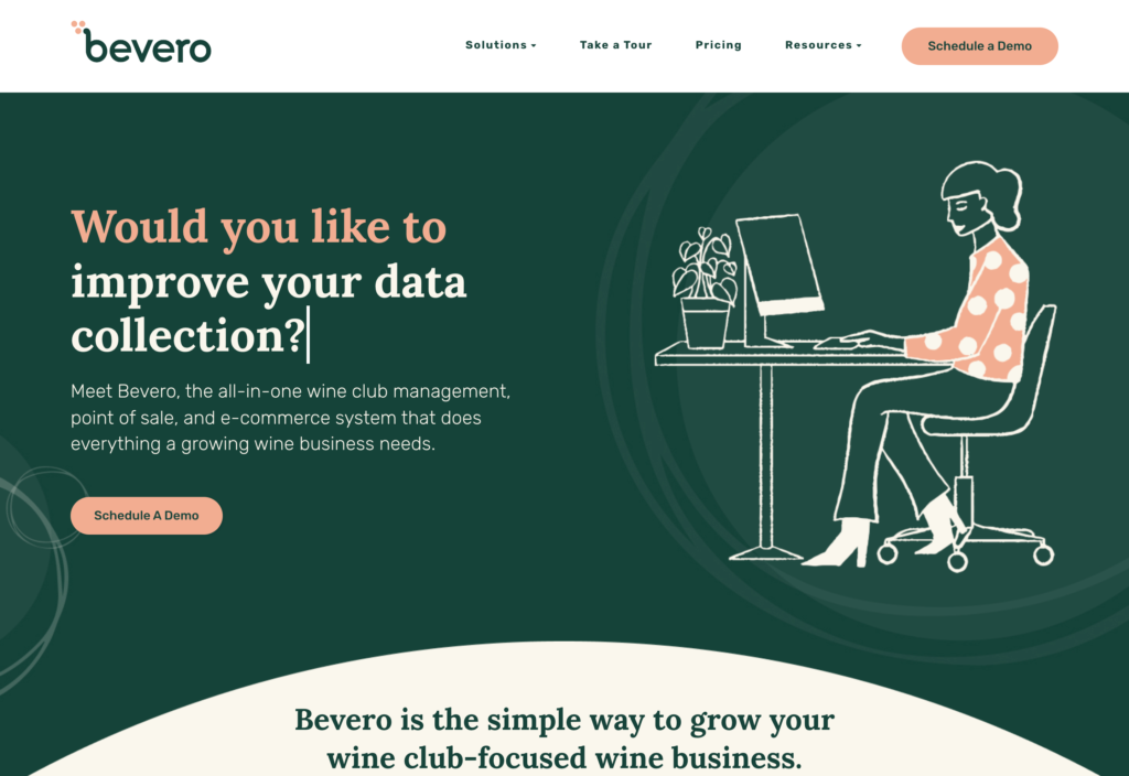 Screenshot of the Bevero webpage
