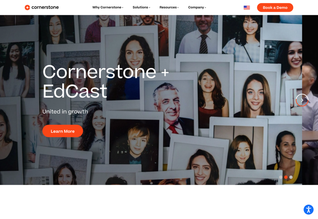 Screenshot of the Cornerstone webpage