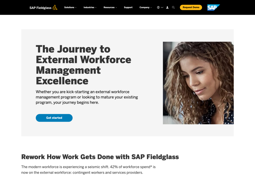 Screenshot of the SAP Fieldglass webpage