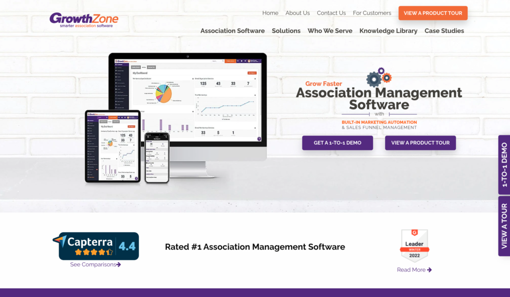 Screenshot of the GrowthZone webpage