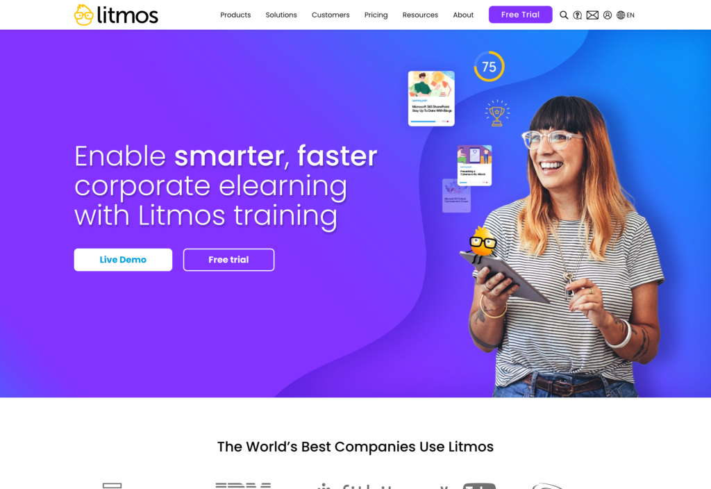 Screenshot of the Litmos webpage