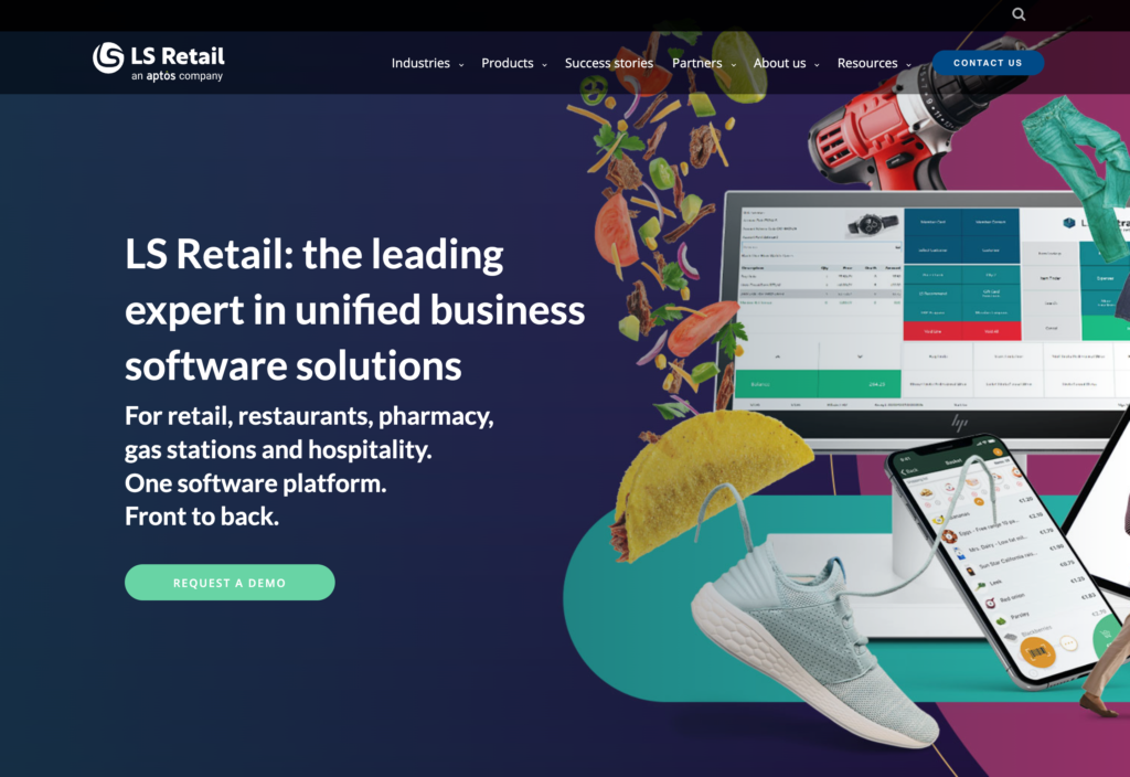 Screenshot of the LS Retail webpage