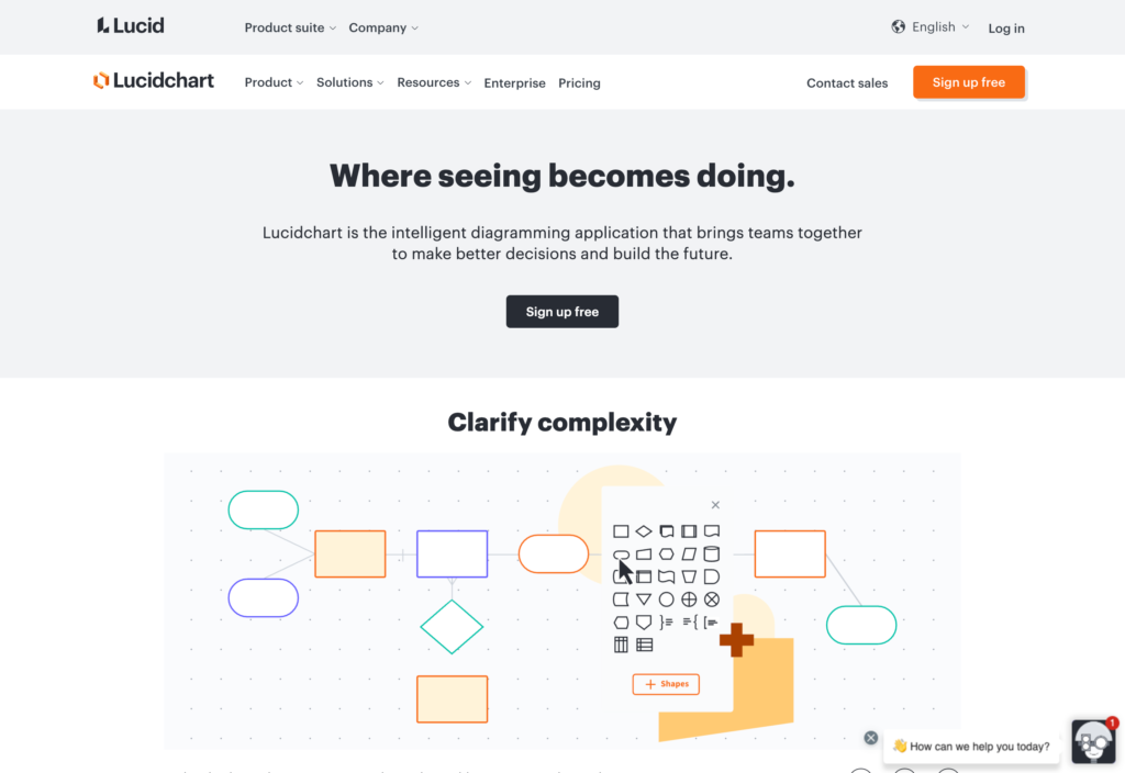Screenshot of the Lucidchart webpage