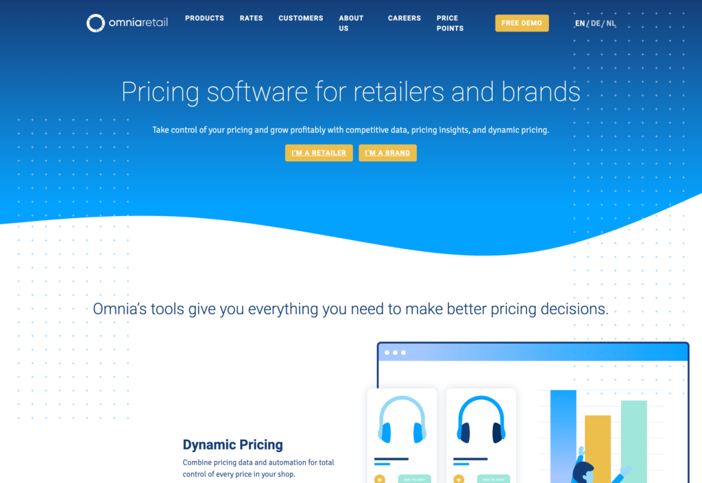 Screenshot of the Omnia Retail webpage