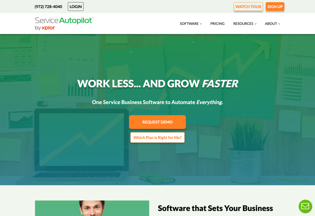 Screenshot of the Service AutoPilot webpage