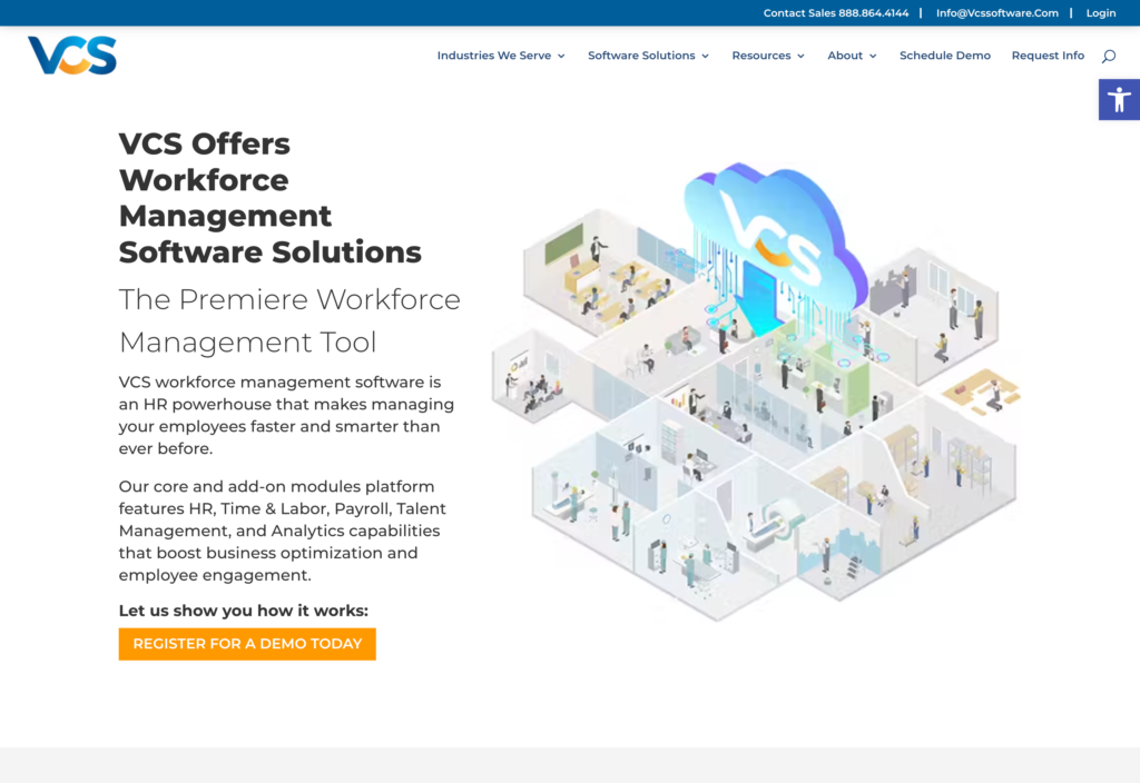 Screenshot of the VCS Software webpage