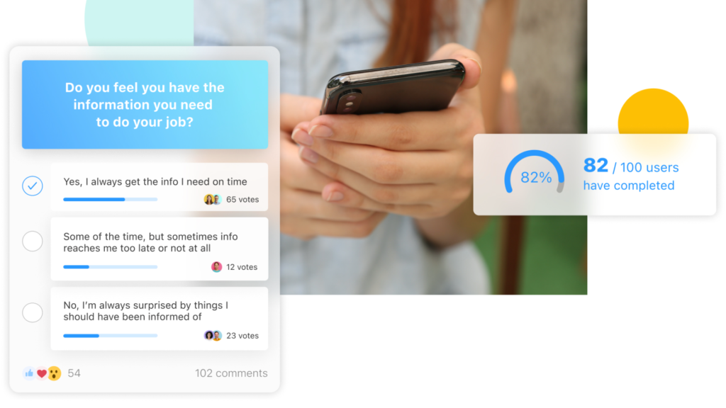 Connecteam’s survey platform gathering employee feedback.