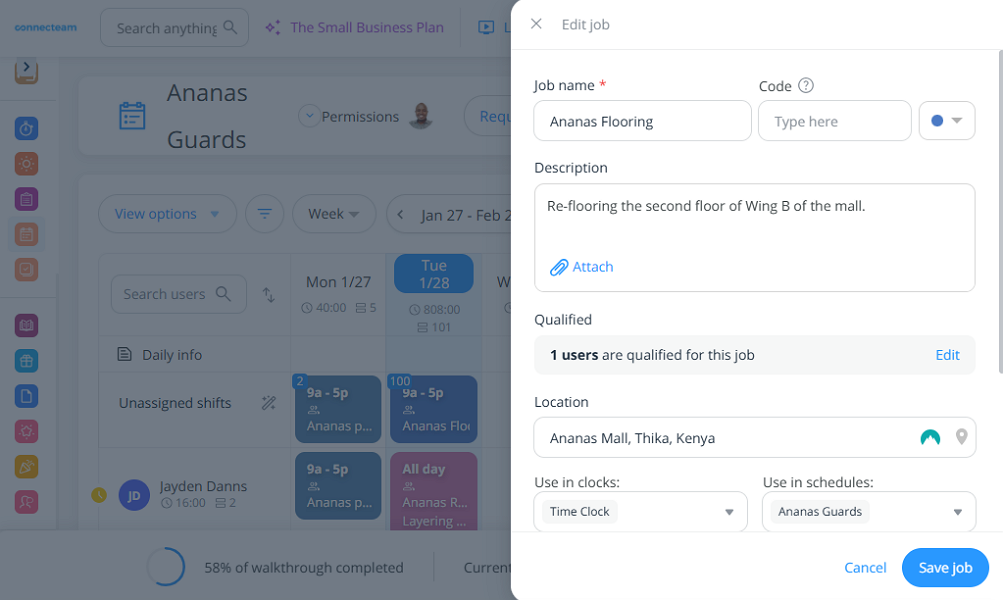 Screenshot showing option to select qualified employees
